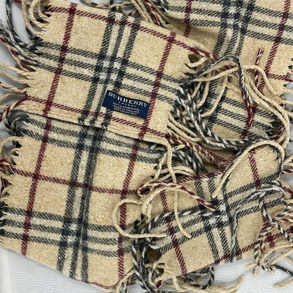Burberry London 100% Lambswool Nova Check Double Fringed Scarf Made in England - Picture 1 of 6